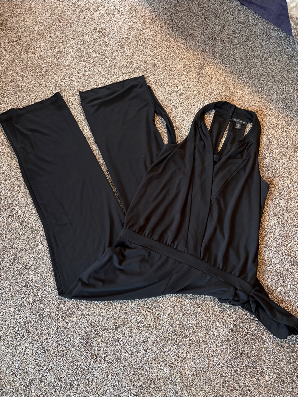 INC Black Sleeveless V-Neck Wrap Jumpsuit